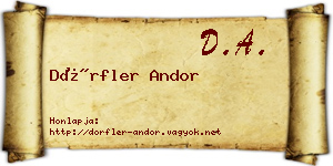 Dörfler Andor névjegykártya